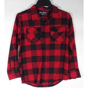 Silver Point Flannel Shirt Boys Large 14/16 Red Buffalo Plaid Cotton NWOT
